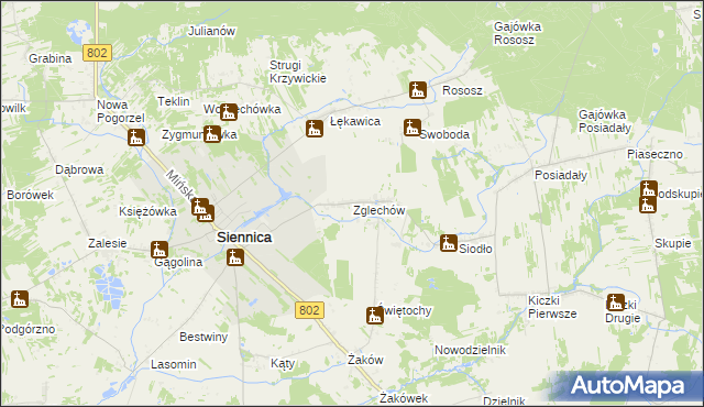 mapa Zglechów, Zglechów na mapie Targeo