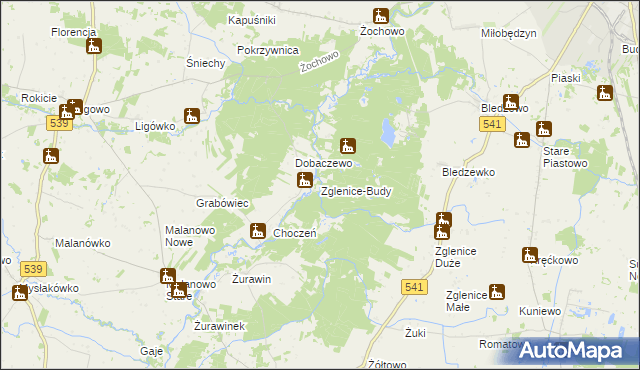 mapa Zglenice-Budy, Zglenice-Budy na mapie Targeo