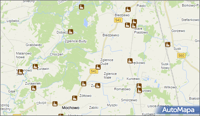 mapa Zglenice Duże, Zglenice Duże na mapie Targeo