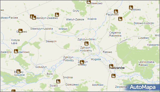 mapa Zgliczyn Kościelny, Zgliczyn Kościelny na mapie Targeo