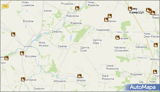 mapa Zglinna Duża, Zglinna Duża na mapie Targeo
