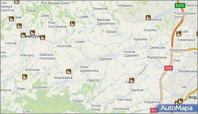 mapa Zgłobień, Zgłobień na mapie Targeo