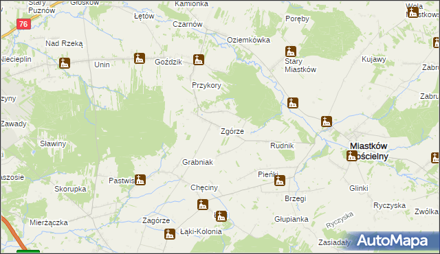 mapa Zgórze gmina Miastków Kościelny, Zgórze gmina Miastków Kościelny na mapie Targeo