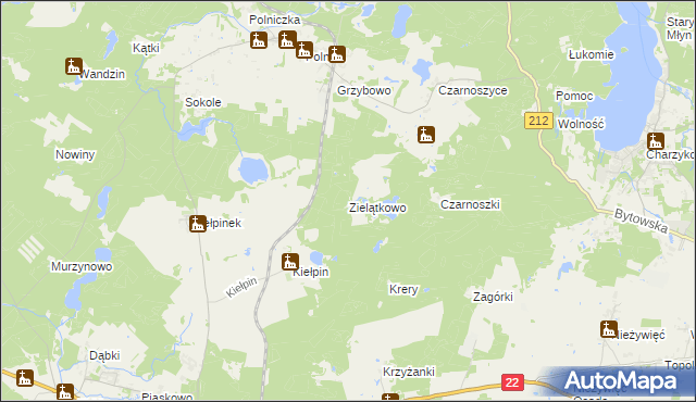 mapa Zielątkowo gmina Człuchów, Zielątkowo gmina Człuchów na mapie Targeo