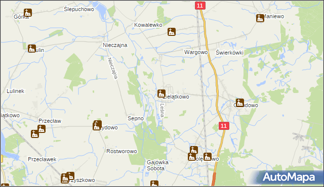 mapa Zielątkowo gmina Suchy Las, Zielątkowo gmina Suchy Las na mapie Targeo