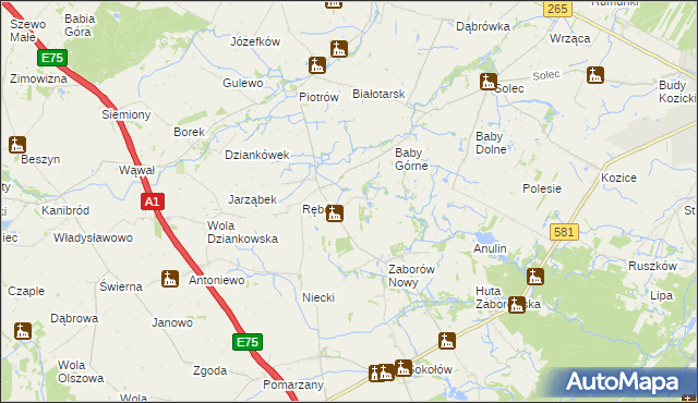 mapa Zieleniec gmina Gostynin, Zieleniec gmina Gostynin na mapie Targeo