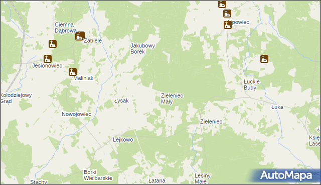 mapa Zieleniec Mały, Zieleniec Mały na mapie Targeo