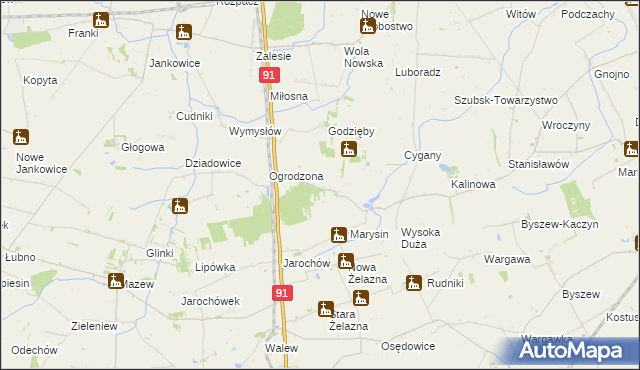 mapa Zieleniew gmina Krośniewice, Zieleniew gmina Krośniewice na mapie Targeo