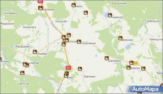 mapa Zielin Górny, Zielin Górny na mapie Targeo