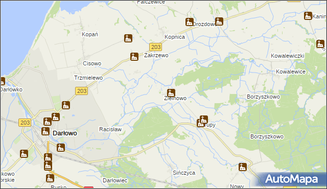 mapa Zielnowo gmina Darłowo, Zielnowo gmina Darłowo na mapie Targeo