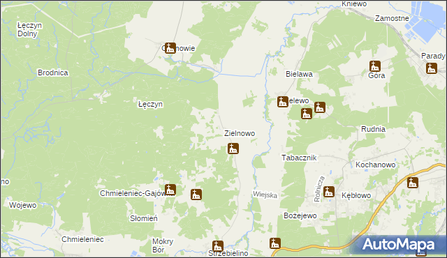 mapa Zielnowo gmina Luzino, Zielnowo gmina Luzino na mapie Targeo