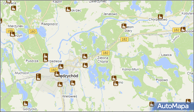 mapa Zielona Chojna, Zielona Chojna na mapie Targeo