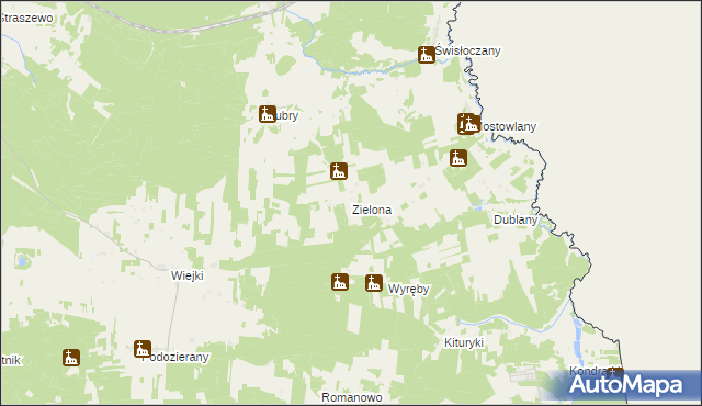 mapa Zielona gmina Gródek, Zielona gmina Gródek na mapie Targeo