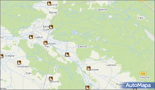 mapa Zielona gmina Jemielnica, Zielona gmina Jemielnica na mapie Targeo