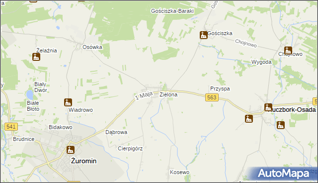 mapa Zielona gmina Kuczbork-Osada, Zielona gmina Kuczbork-Osada na mapie Targeo