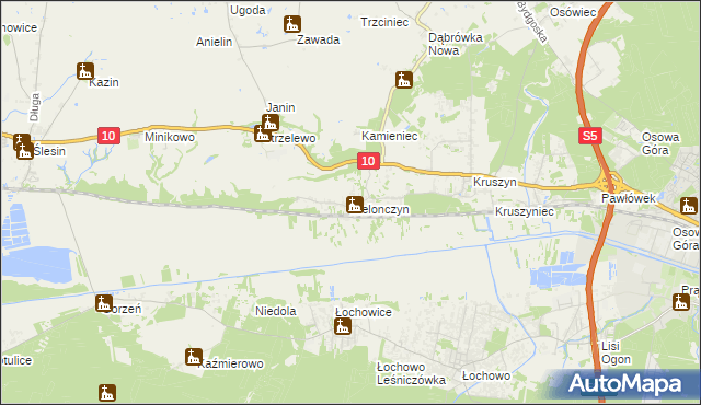 mapa Zielonczyn gmina Sicienko, Zielonczyn gmina Sicienko na mapie Targeo