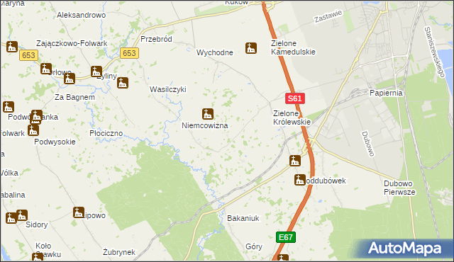 mapa Zielone Drugie, Zielone Drugie na mapie Targeo