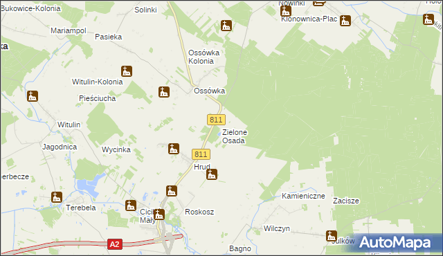 mapa Zielone Osada, Zielone Osada na mapie Targeo