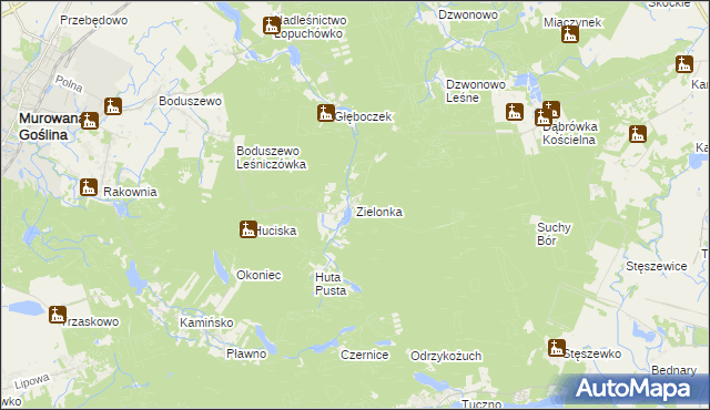 mapa Zielonka gmina Murowana Goślina, Zielonka gmina Murowana Goślina na mapie Targeo