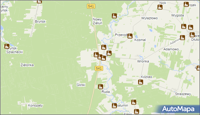 mapa Zieluń-Osada, Zieluń-Osada na mapie Targeo