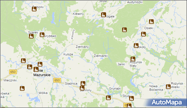 mapa Ziemianki, Ziemianki na mapie Targeo