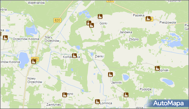 mapa Zienki, Zienki na mapie Targeo