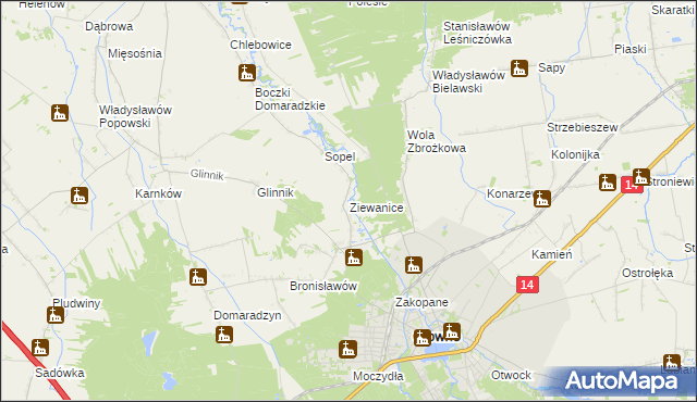 mapa Ziewanice, Ziewanice na mapie Targeo