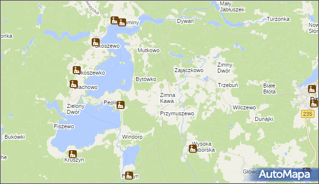 mapa Zimna Kawa, Zimna Kawa na mapie Targeo