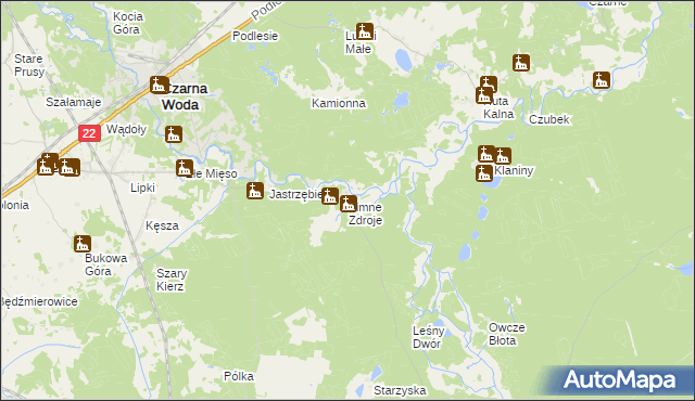 mapa Zimne Zdroje gmina Osieczna, Zimne Zdroje gmina Osieczna na mapie Targeo