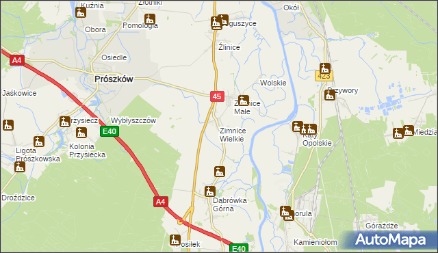 mapa Zimnice Wielkie, Zimnice Wielkie na mapie Targeo