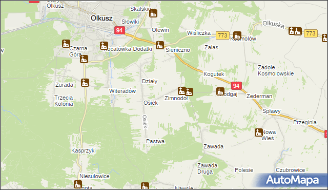 mapa Zimnodół, Zimnodół na mapie Targeo