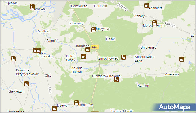 mapa Zimochowiec, Zimochowiec na mapie Targeo