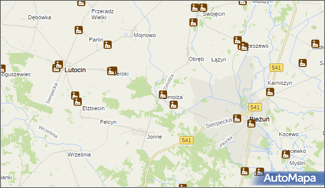 mapa Zimolza, Zimolza na mapie Targeo