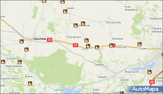 mapa Złota gmina Głuchów, Złota gmina Głuchów na mapie Targeo