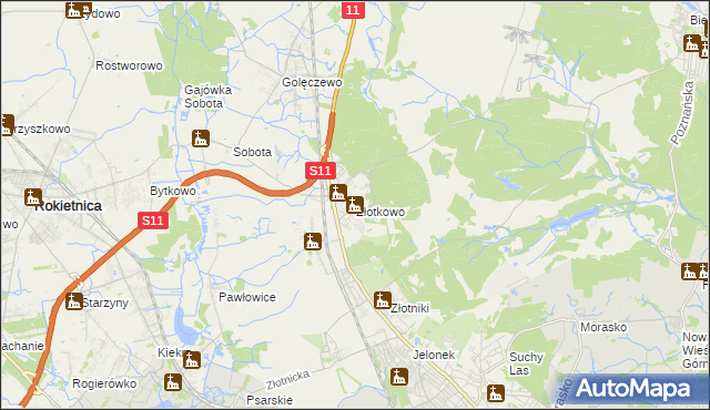 mapa Złotkowo, Złotkowo na mapie Targeo