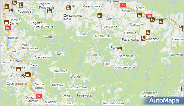 mapa Złotne, Złotne na mapie Targeo