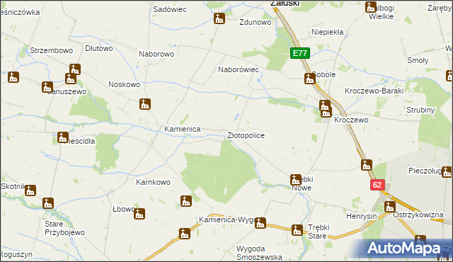 mapa Złotopolice, Złotopolice na mapie Targeo