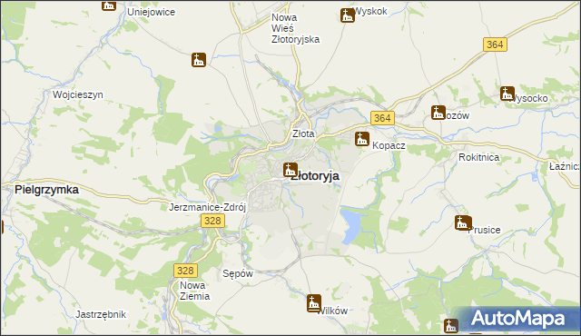 mapa Złotoryja, Złotoryja na mapie Targeo