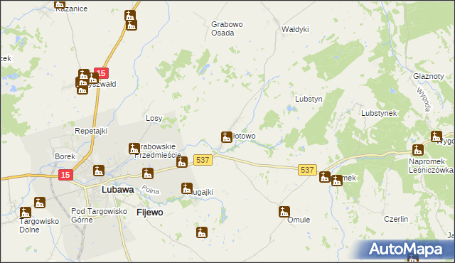 mapa Złotowo gmina Lubawa, Złotowo gmina Lubawa na mapie Targeo