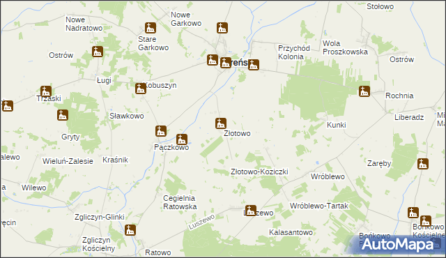 mapa Złotowo gmina Szreńsk, Złotowo gmina Szreńsk na mapie Targeo