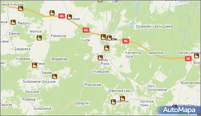 mapa Złoty Potok gmina Janów, Złoty Potok gmina Janów na mapie Targeo