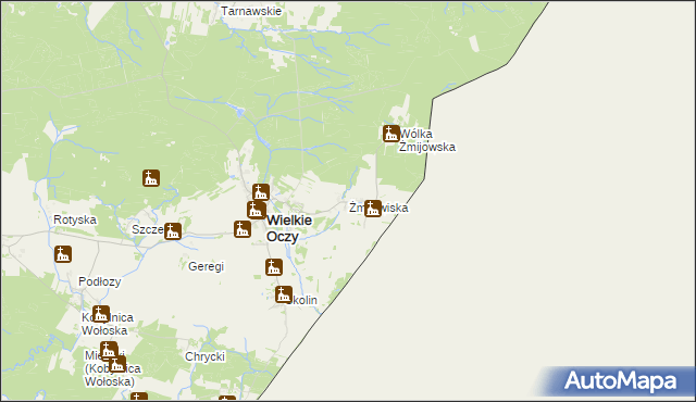 mapa Żmijowiska gmina Wielkie Oczy, Żmijowiska gmina Wielkie Oczy na mapie Targeo