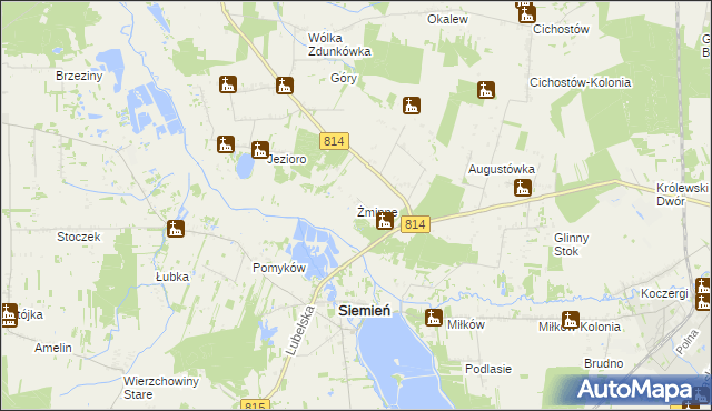 mapa Żminne, Żminne na mapie Targeo