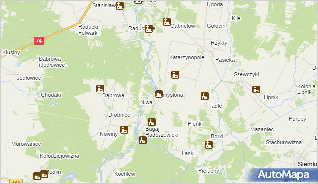 mapa Zmyślona gmina Siemkowice, Zmyślona gmina Siemkowice na mapie Targeo