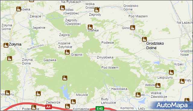 mapa Zmysłówka gmina Grodzisko Dolne, Zmysłówka gmina Grodzisko Dolne na mapie Targeo