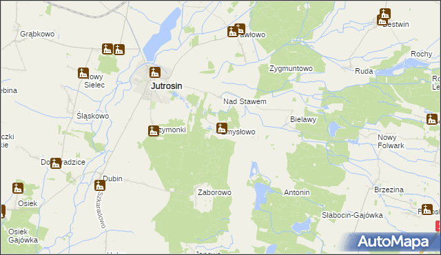 mapa Zmysłowo gmina Jutrosin, Zmysłowo gmina Jutrosin na mapie Targeo