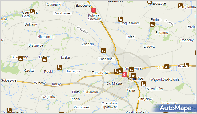 mapa Zochcinek, Zochcinek na mapie Targeo