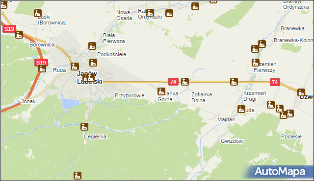 mapa Zofianka Górna, Zofianka Górna na mapie Targeo