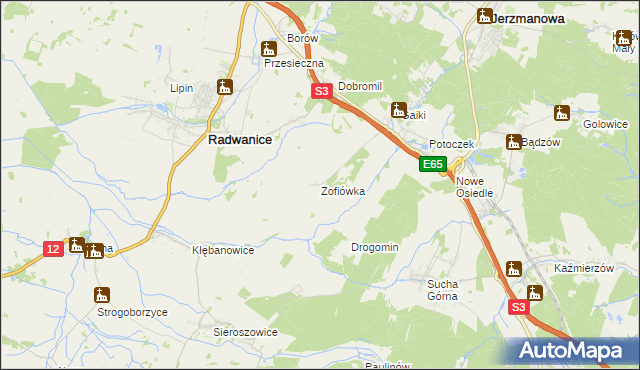 mapa Zofiówka gmina Jerzmanowa, Zofiówka gmina Jerzmanowa na mapie Targeo