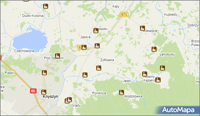 mapa Zofiówka gmina Knyszyn, Zofiówka gmina Knyszyn na mapie Targeo